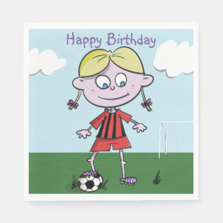  Girl football player Happy Birthday napkins 