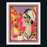 "Girl & Fruit Tree" Art Deco Print<br><div class="desc">Art deco design poster in unique vivid colours  entitled "Girl & Fruit Tree".</div>
