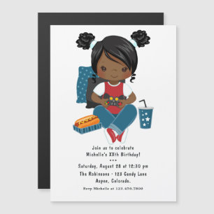Girl Game Night Video Game Birthday Party Magnetic Invitation