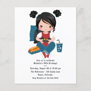 Girl Game Night Video Game Sleepover Party Invitat Flyer