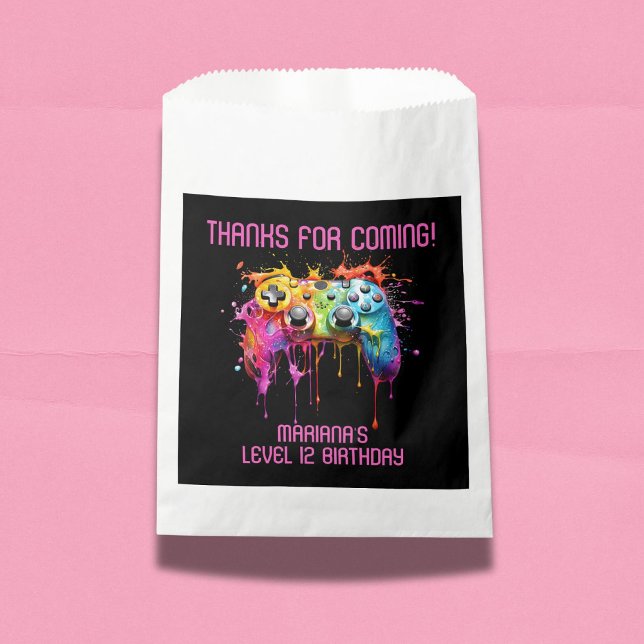 Girl Gamer Pink Video Game Party Favours Favour Bag (Creator Uploaded)