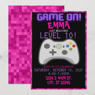 Girl Gaming Birthday Invitation