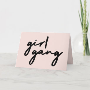 Girl Gang   Cute Pink Girl Power Modern Feminist Card
