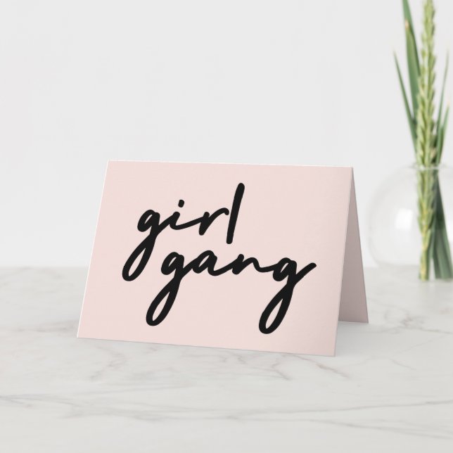 Girl Gang | Cute Pink Girl Power Modern Feminist Card (Front)