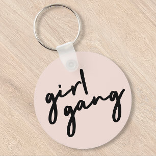 Girl Gang   Cute Pink Girl Power Modern Feminist Key Ring