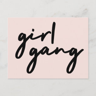 Girl Gang Girl Power Modern Feminism Blush Pink Postcard