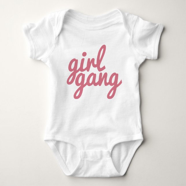 Girl Gang Pink Print Baby Bodysuit (Front)