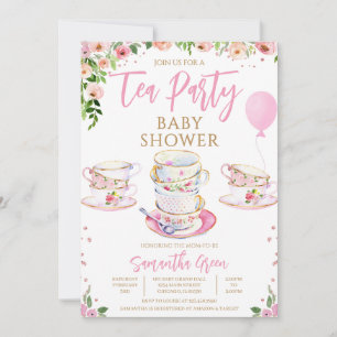 Girl Garden Tea Party Baby Shower Invitation