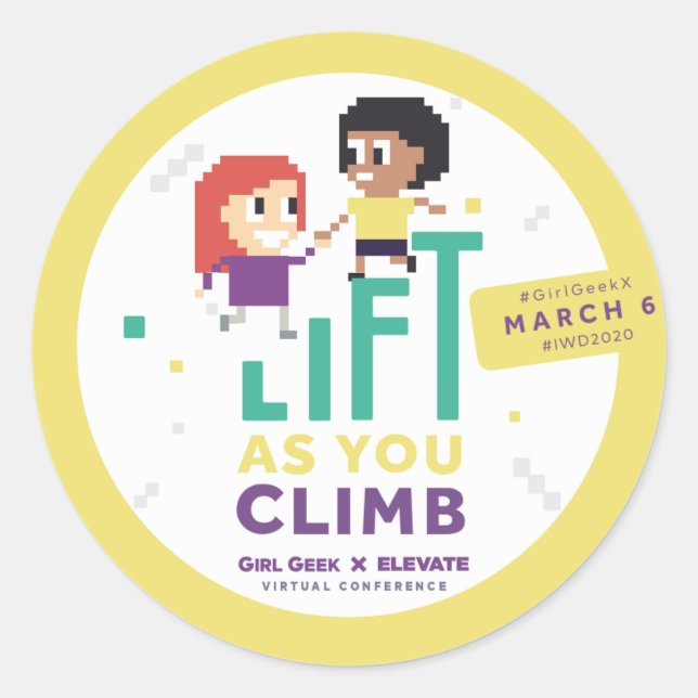 Girl Geek X Elevate + #IWD2020 Party Stickers (sm) (Front)