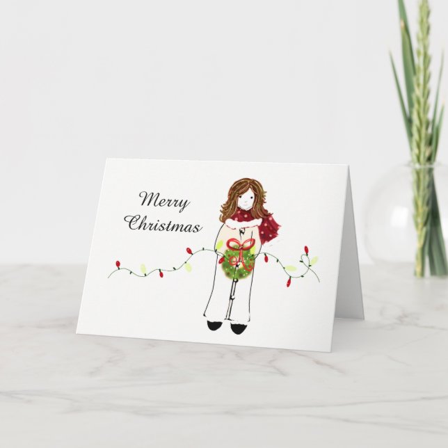 Girl Getting Ready for the Holiday Season Card (Front)