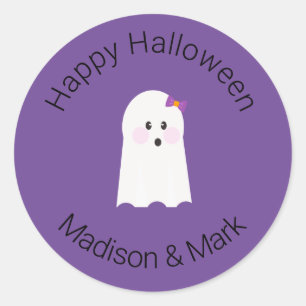 Girl Ghost and Candy Halloween Favour Classic Round Sticker