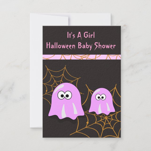 Girl Ghost Halloween Baby Shower Invitation Cards (Front)