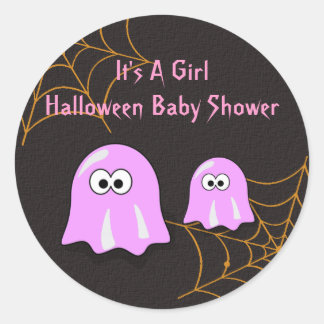 Girl Ghost Halloween Baby Shower Stickers