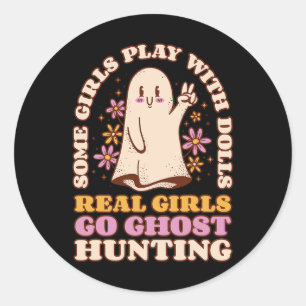 Girl Ghost Hunting Paranormal Investigator Ghost R Classic Round Sticker