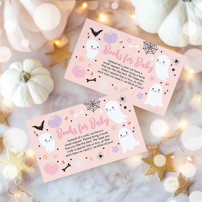 Girl Ghost Little Boo Halloween Baby Book Request Enclosure Card (Creator Uploaded)