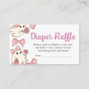 Girl Ghost Little Boo Halloween Baby Diaper Raffle Enclosure Card