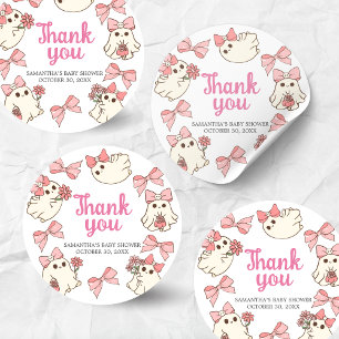 Girl Ghost Little Boo Halloween Baby Shower Classic Round Sticker