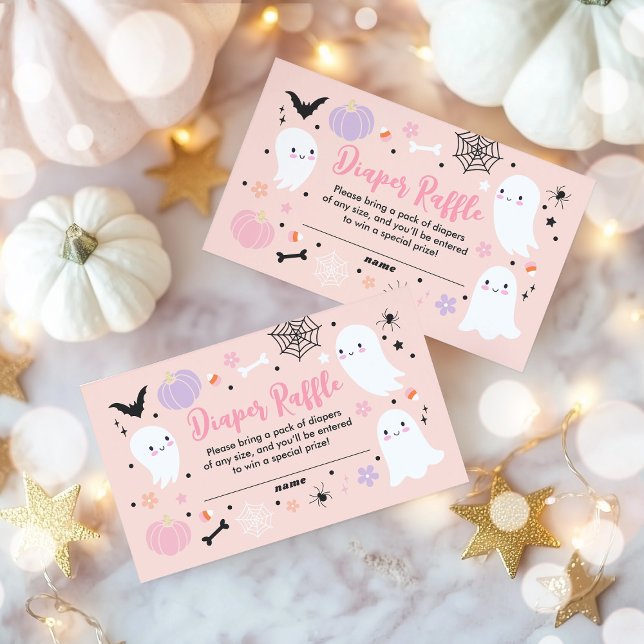 Girl Ghost Little Boo Is Due Halloween Baby Shower Enclosure Card (Creator Uploaded)