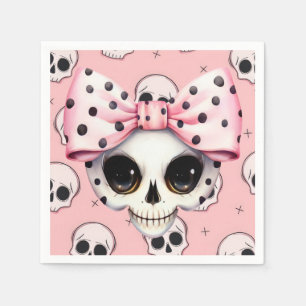 Girl Ghost Skeleton Halloween Pink Themed  Napkin