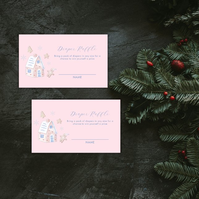 Girl Gingerbread Village Diaper Raffle Baby Shower Enclosure Card (Girl Gingerbread Village Diaper Raffle Baby Shower Enclosure Card)