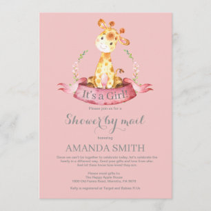 Girl Giraffe Baby Shower by Mail Invitation