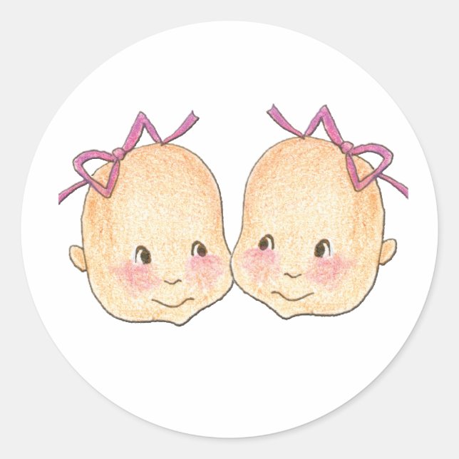 Girl Girl Twins Graphic Classic Round Sticker (Front)