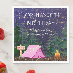 Girl Glamping Camping  Napkin