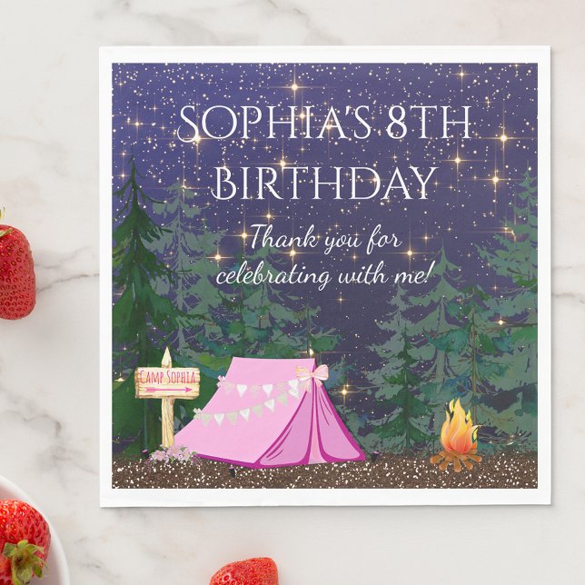 Girl Glamping Camping  Napkin (Creator Uploaded)