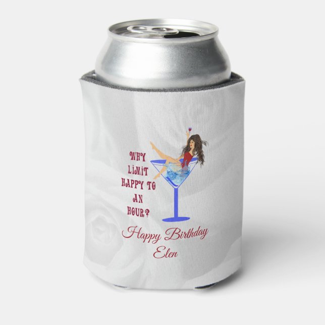 Girl Glass And Wine Can Cooler (Can Back)