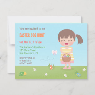 Girl Go Easter Egg Hunt Party Invitations
