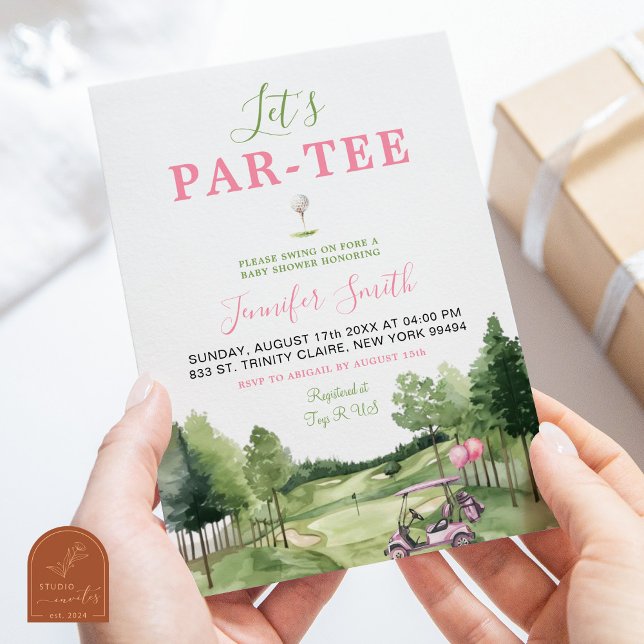 Girl Golf Pink Baby Shower Par-Tee Invitation (Creator Uploaded)