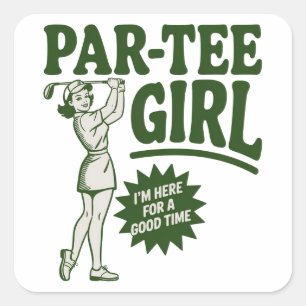 Girl Golfer Funny Par Tee Girl For Golf Lovers Square Sticker