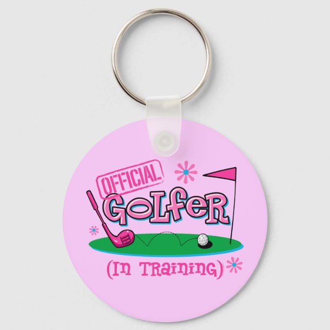 Girl Golfer In Training Key Ring (Front)
