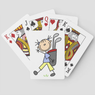 Girl Golfer With Bag and Clubs Playing Cards