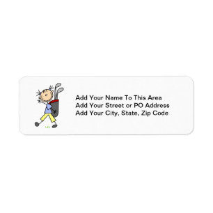 Girl Golfer With Bag and Clubs Return Address Label