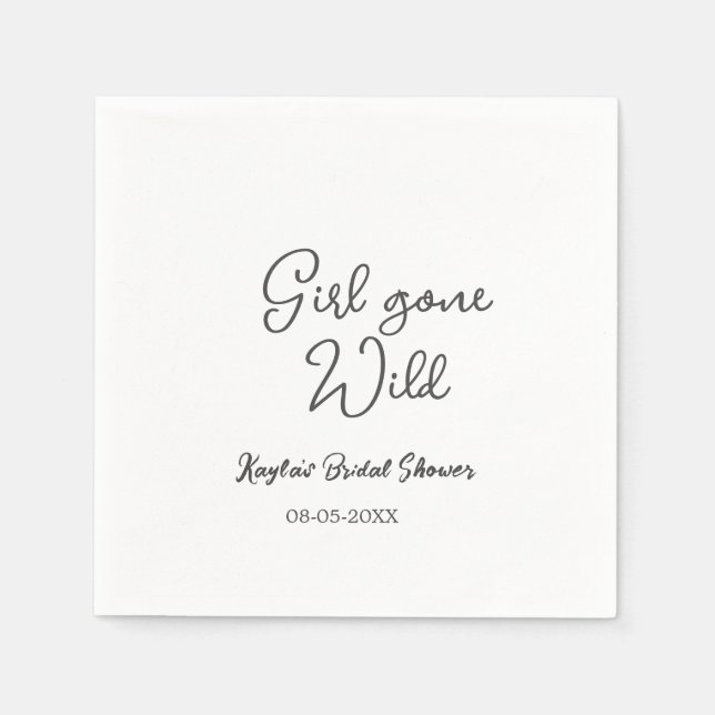 Girl gone wild bridal shower name date simple mini napkin (Front)