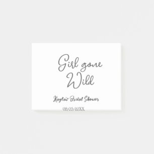 Girl gone wild bridal shower name date simple mini post-it notes