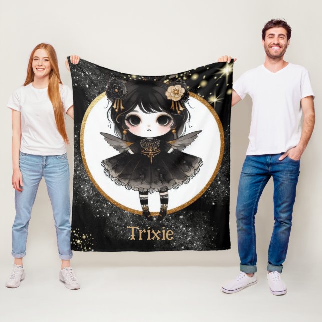 Girl Goth Cute Custom Decor Gift Gothic Anime Fleece Blanket (In Situ)