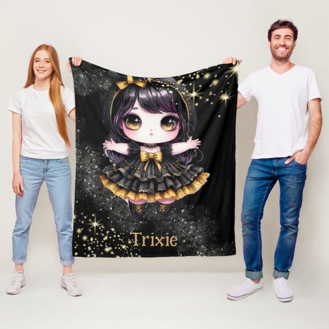 Girl Goth Cute Custom Decor Gift Gothic Kawaii Fleece Blanket (In Situ)