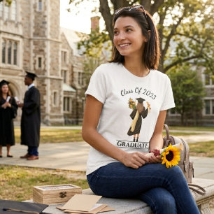 Girl Graduate 1 Customisable Year T-Shirt