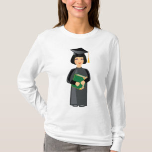 Girl Graduate in Black Cap and Gown