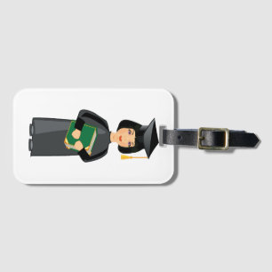 Girl Graduate in Black Cap and Gown Luggage Tag