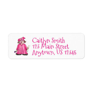 Girl Graduate Pink Gown Cap Preschool Graduation Return Address Label