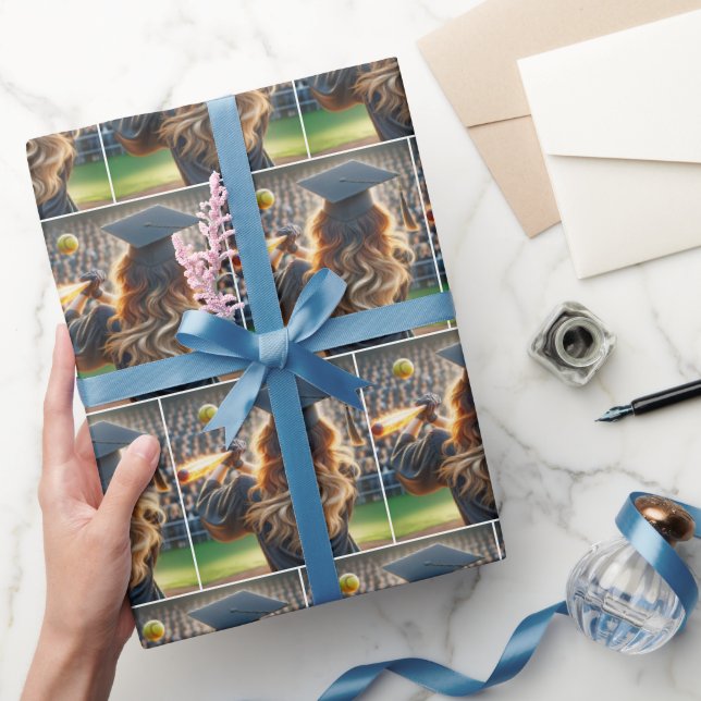 Girl Graduate Swinging a Flaming Bat Wrapping Paper (Gifting)