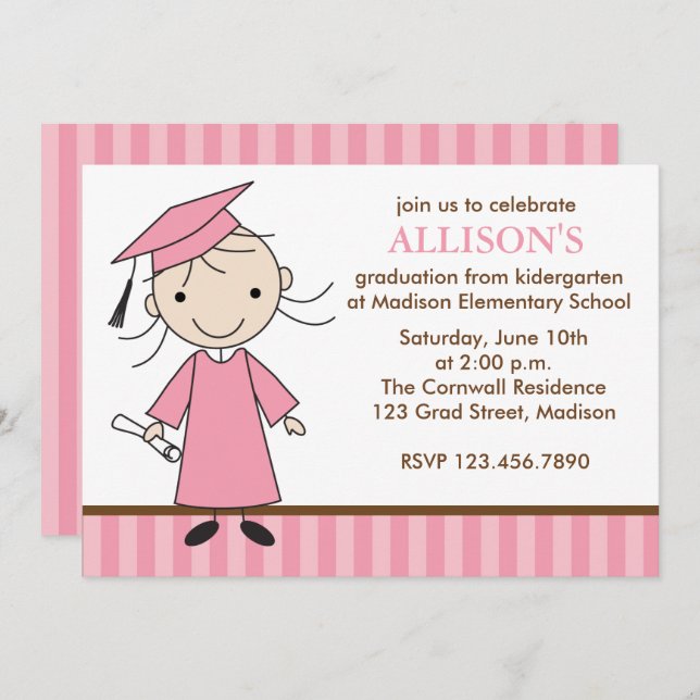 Girl Graduation Party Invitations (Front/Back)