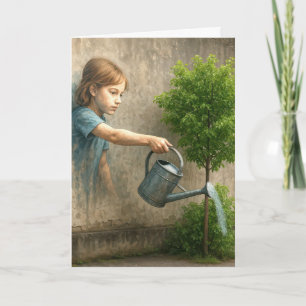 Girl Graffiti Painting Thinking of You Card