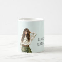 Girl Green Jeans Brown Hair Bangs