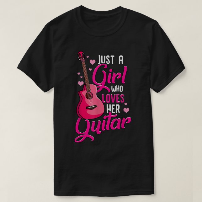 Girl Guitar Player Female Guitarist Kids Music Pin T-Shirt (Design Front)