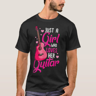 Girl Guitar Player Female Guitarist Kids Music Pin T-Shirt