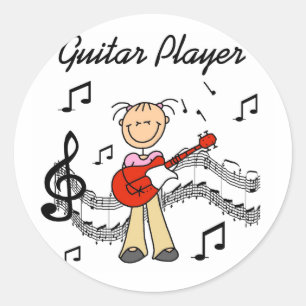 Girl Guitar Player Tshirts and Gifts Classic Round Sticker